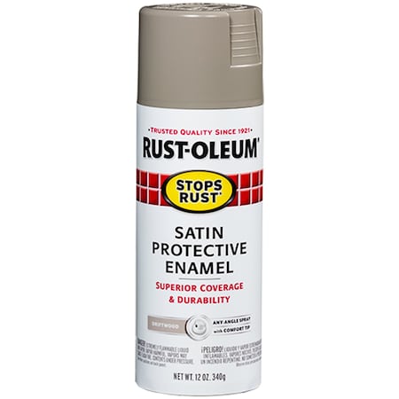 Rust-Oleum Spray Paint, Driftwood, Satin, Oil, 12 oz 365143